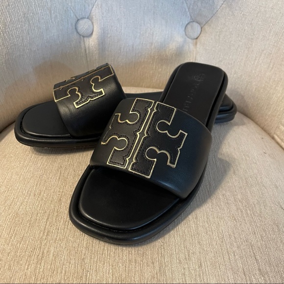 Tory Burch Shoes - Tory Burch Double T Sport Slide Sandal - Black - Like New Condition - Size 7.5